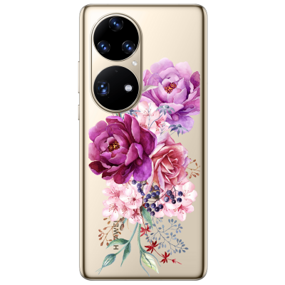 Husa Huawei P50, Silicon Premium, Beautiful Flowers Bouquet